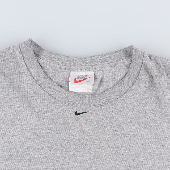 90'S Nike Center Logo T-Shirt, Made in USA, Men's XXL equivalent, Vintage cotton gray type Vintage Second Hand