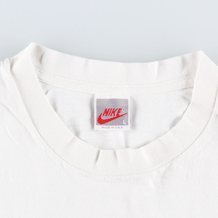 90'S Nike Silver Tag Sports Print T-Shirt Made in USA Men's L Size Vintage cotton white type Vintage Second Hand