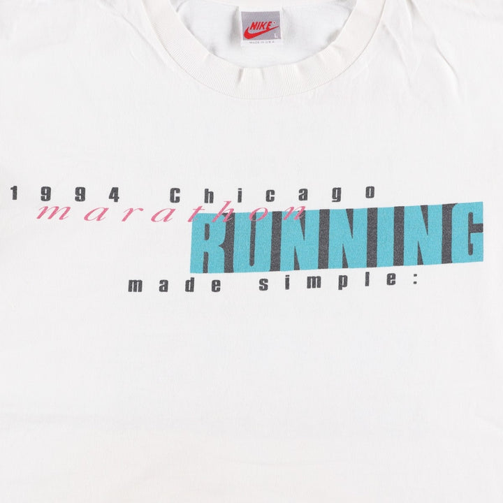 90'S Nike Silver Tag Sports Print T-Shirt Made in USA Men's L Size Vintage cotton white type Vintage Second Hand
