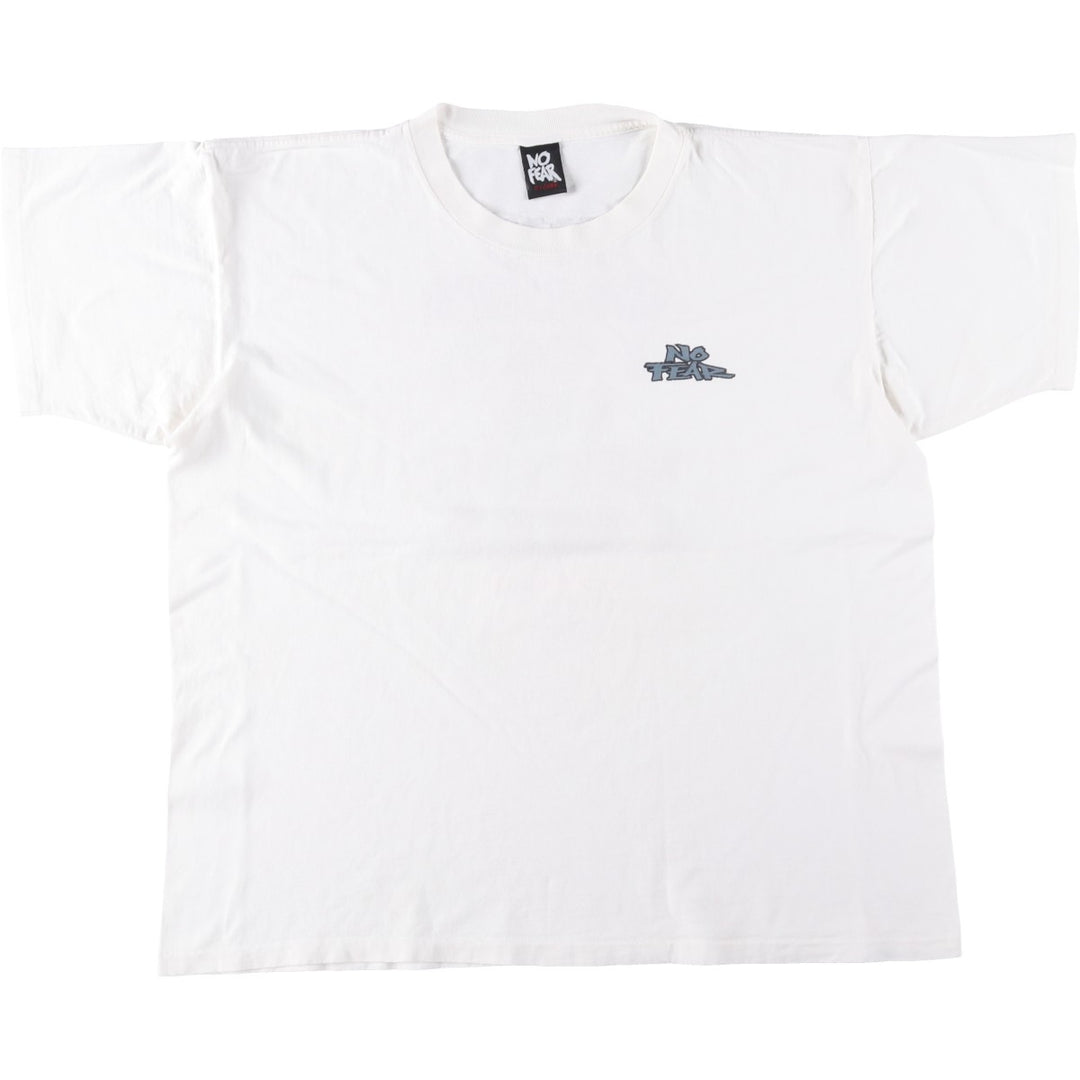 90'S NO FEAR Logo Print T-Shirt, Made in USA, Men's XL (approx.) Vintage cotton white type Vintage Second Hand