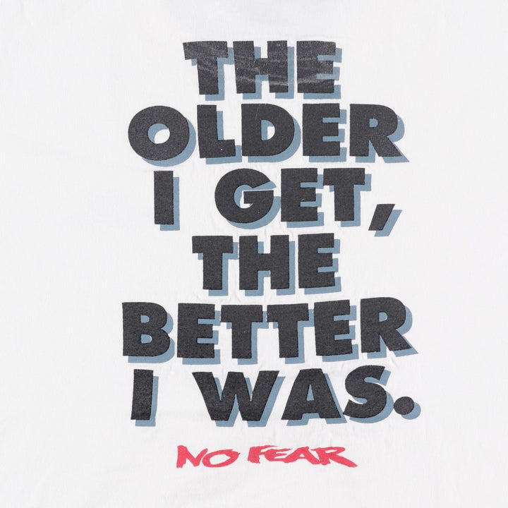 90'S NO FEAR Logo Print T-Shirt, Made in USA, Men's XL (approx.) Vintage cotton white type Vintage Second Hand