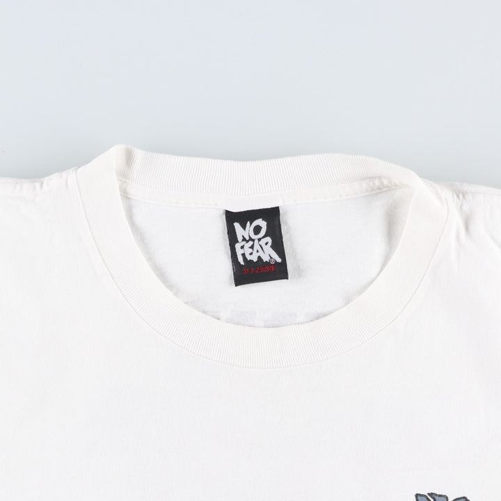 90'S NO FEAR Logo Print T-Shirt, Made in USA, Men's XL (approx.) Vintage cotton white type Vintage Second Hand