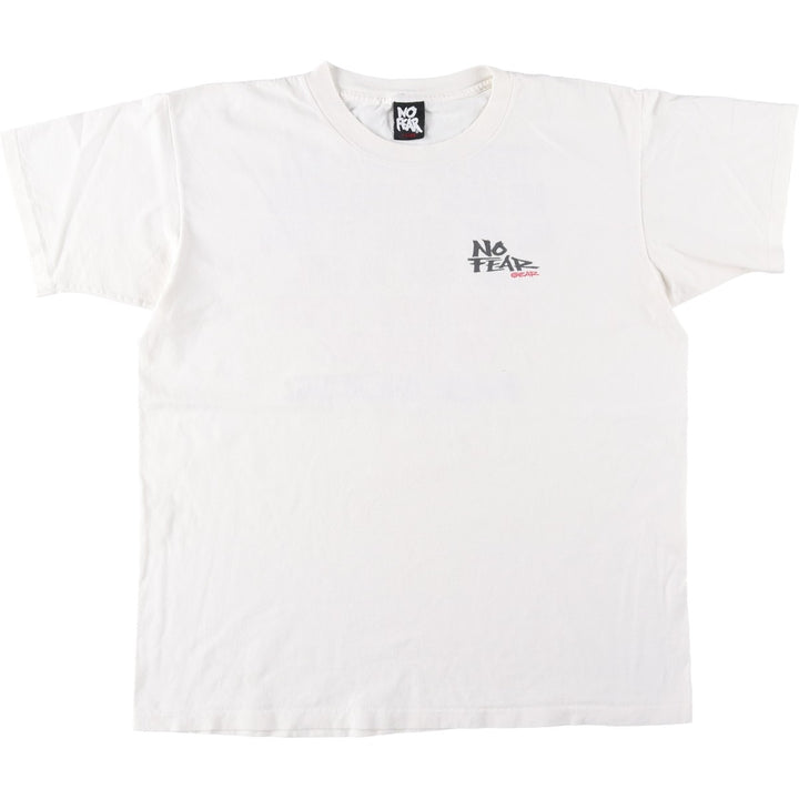 90'S NO FEAR logo print T-shirt, made in USA, men's size L equivalent, vintage. cotton white type Vintage Second Hand