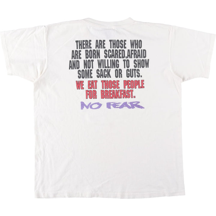 90'S NO FEAR logo print T-shirt, made in USA, men's size L equivalent, vintage. cotton white type Vintage Second Hand