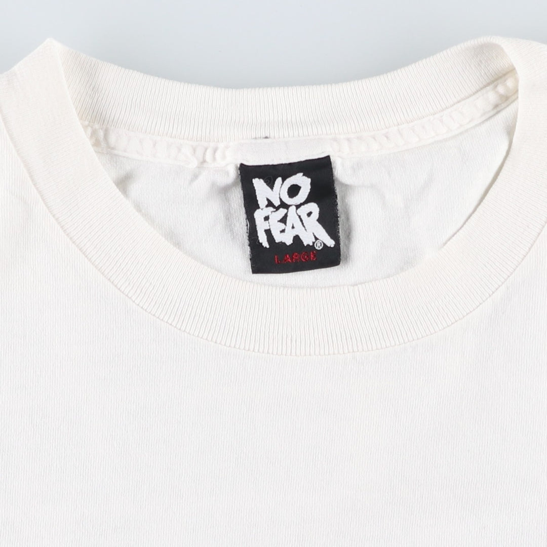 90'S NO FEAR logo print T-shirt, made in USA, men's size L equivalent, vintage. cotton white type Vintage Second Hand
