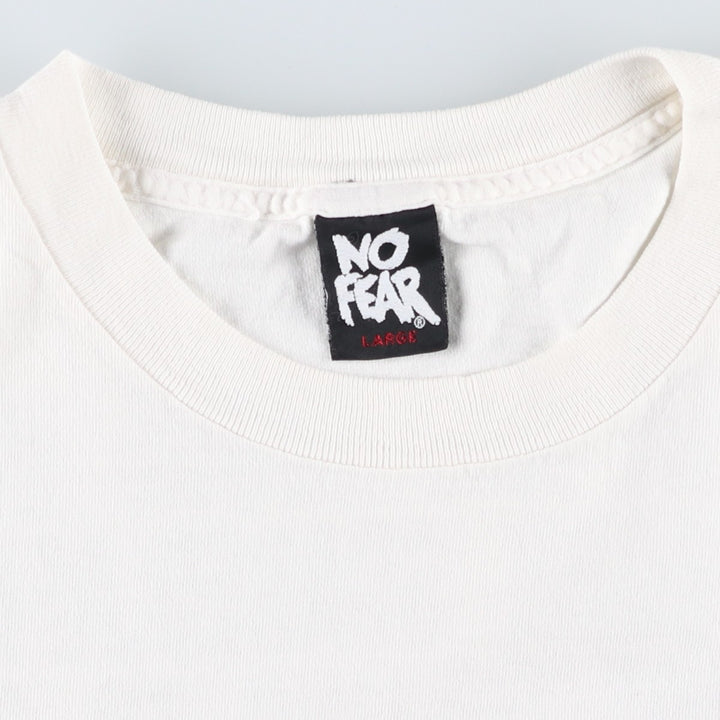 90'S NO FEAR logo print T-shirt, made in USA, men's size L equivalent, vintage. cotton white type Vintage Second Hand