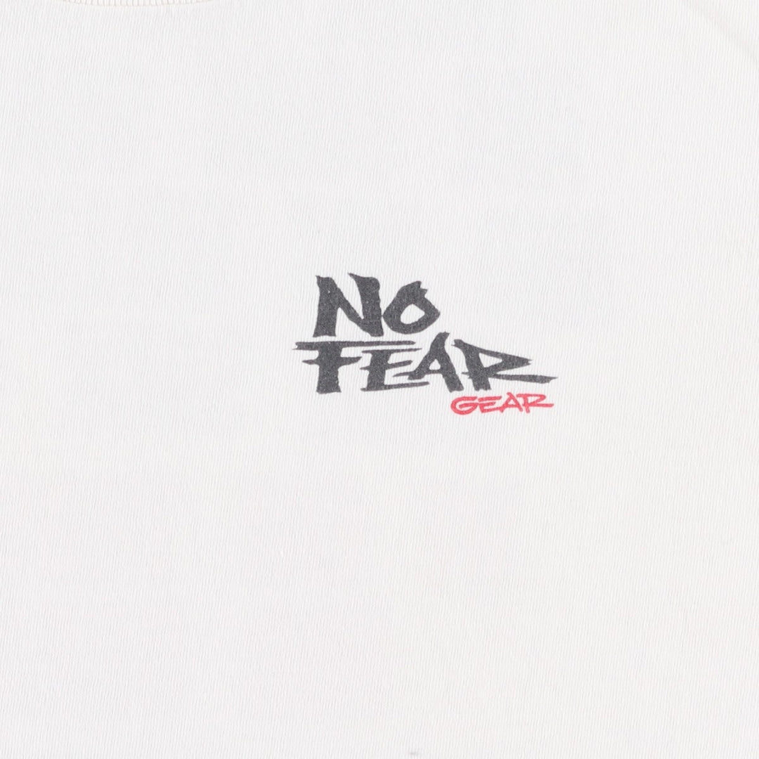 90'S NO FEAR logo print T-shirt, made in USA, men's size L equivalent, vintage. cotton white type Vintage Second Hand