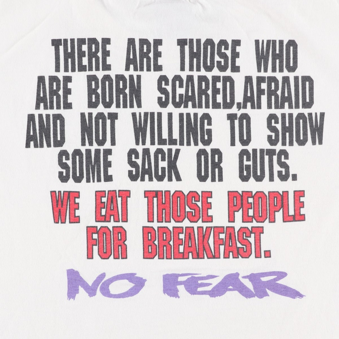 90'S NO FEAR logo print T-shirt, made in USA, men's size L equivalent, vintage. cotton white type Vintage Second Hand