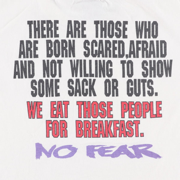 90'S NO FEAR logo print T-shirt, made in USA, men's size L equivalent, vintage. cotton white type Vintage Second Hand