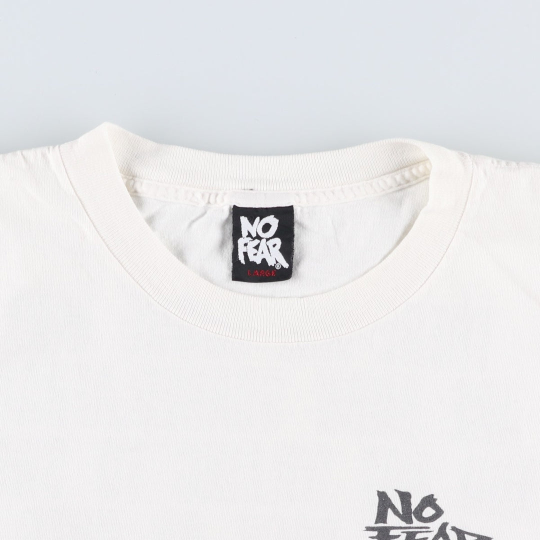90'S NO FEAR logo print T-shirt, made in USA, men's size L equivalent, vintage. cotton white type Vintage Second Hand