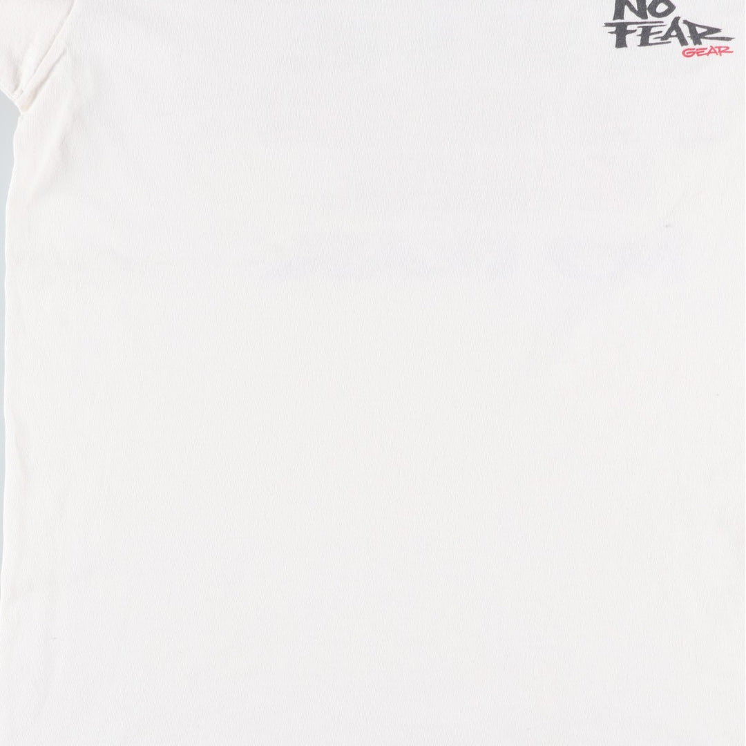 90'S NO FEAR logo print T-shirt, made in USA, men's size L equivalent, vintage. cotton white type Vintage Second Hand