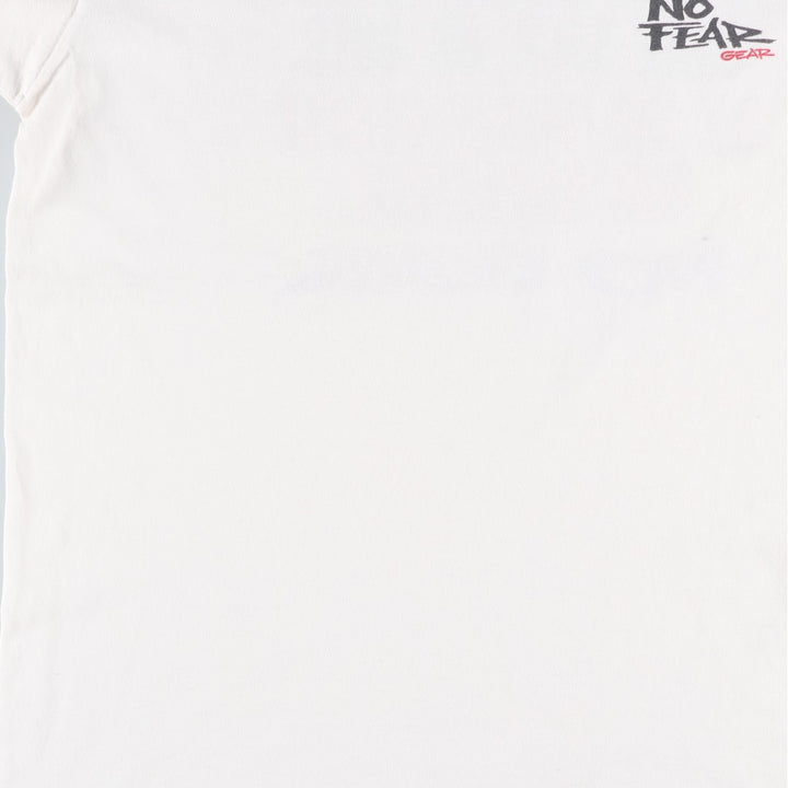 90'S NO FEAR logo print T-shirt, made in USA, men's size L equivalent, vintage. cotton white type Vintage Second Hand