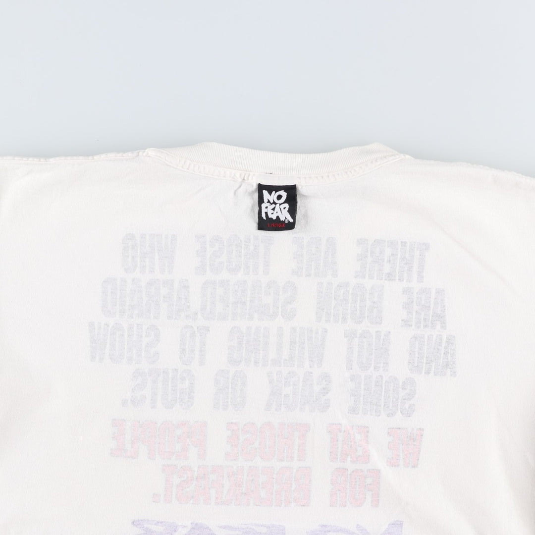 90'S NO FEAR logo print T-shirt, made in USA, men's size L equivalent, vintage. cotton white type Vintage Second Hand