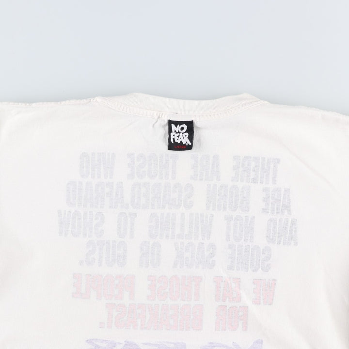 90'S NO FEAR logo print T-shirt, made in USA, men's size L equivalent, vintage. cotton white type Vintage Second Hand