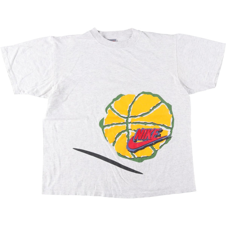 90'S Nike Silver Tag Sport Print T-Shirt, Made in Canada, Men's Size M (approx.), Vintage cotton gray type Vintage Second Hand