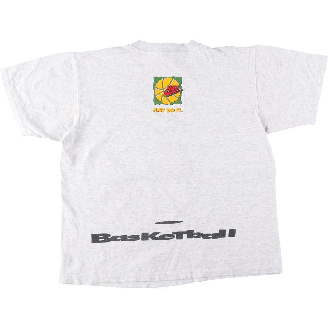 90'S Nike Silver Tag Sport Print T-Shirt, Made in Canada, Men's Size M (approx.), Vintage cotton gray type Vintage Second Hand