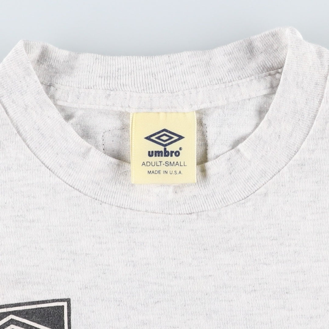 90'S Umbro Sports Print T-Shirt, Made in USA, Men's Size S (Equivalent), Vintage cotton gray type Vintage Second Hand