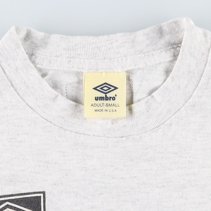 90'S Umbro Sports Print T-Shirt, Made in USA, Men's Size S (Equivalent), Vintage cotton gray type Vintage Second Hand