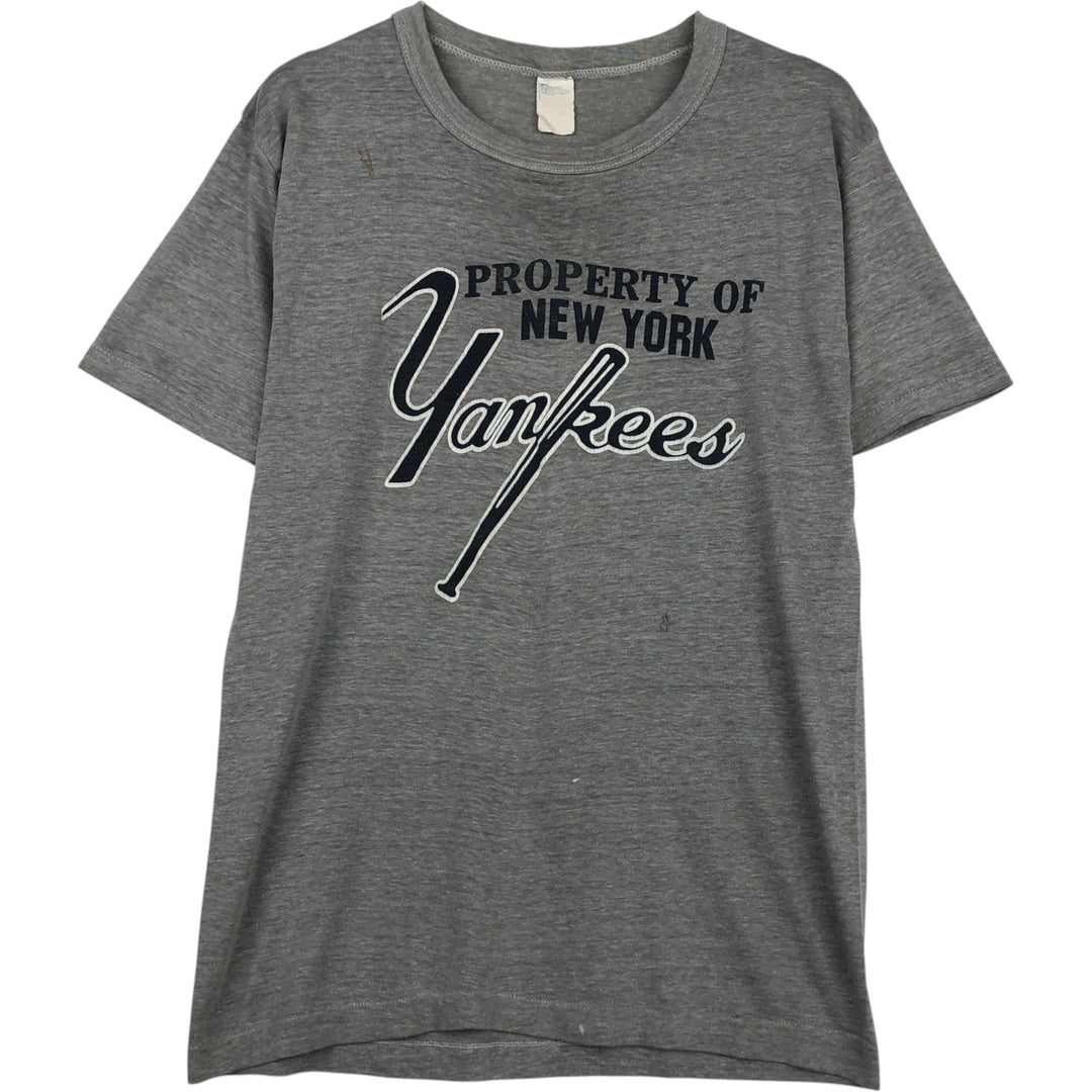90'S MLB New York Yankees sports print t-shirt, men's size S equivalent, vintage. unclear gray type Vintage Second Hand