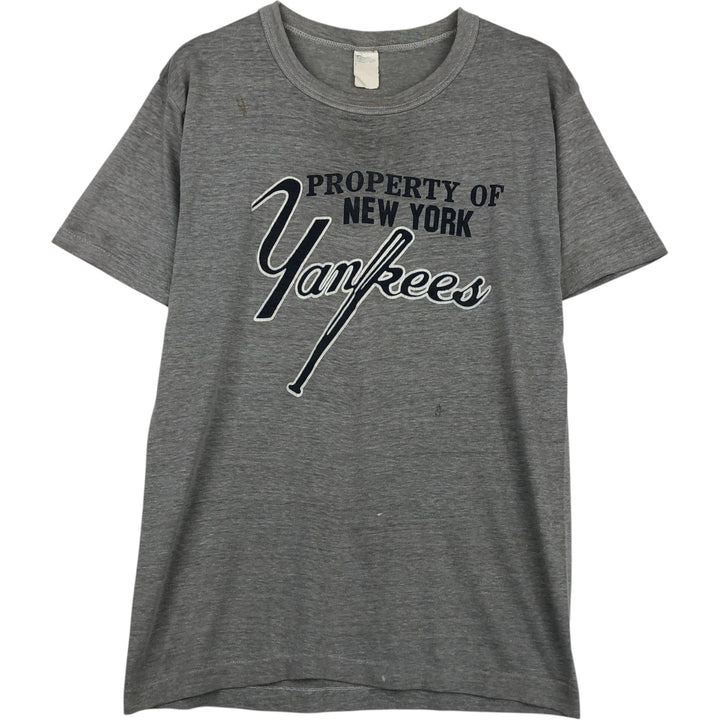90'S MLB New York Yankees sports print t-shirt, men's size S equivalent, vintage. unclear gray type Vintage Second Hand
