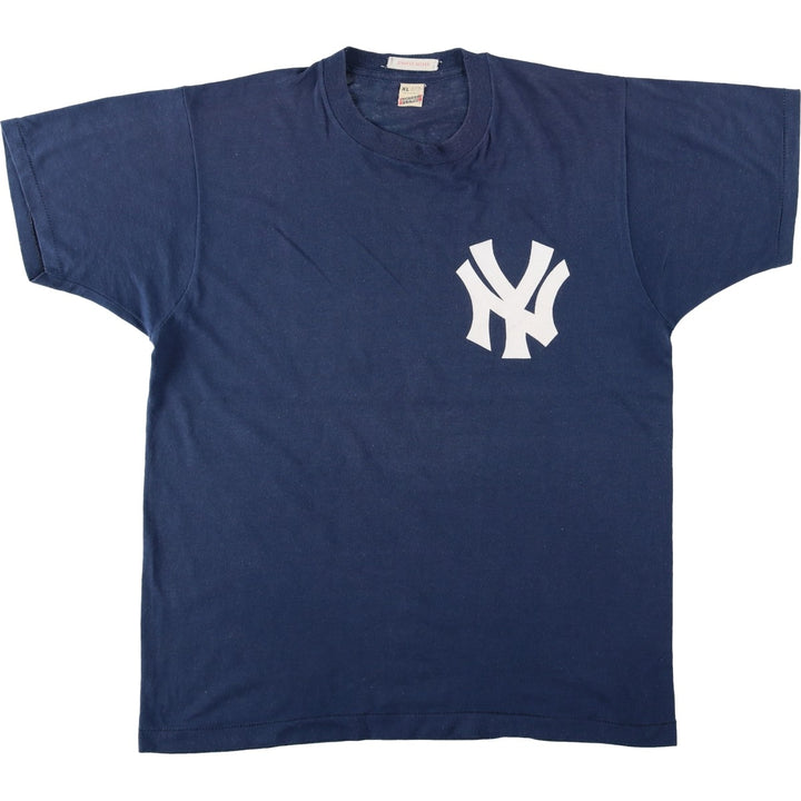 90'S Screen Stars MLB New York Yankees Sports Print T-Shirt, Made in USA, Men's XL equivalent, Vintage polyester navy blue type Vintage Second Hand