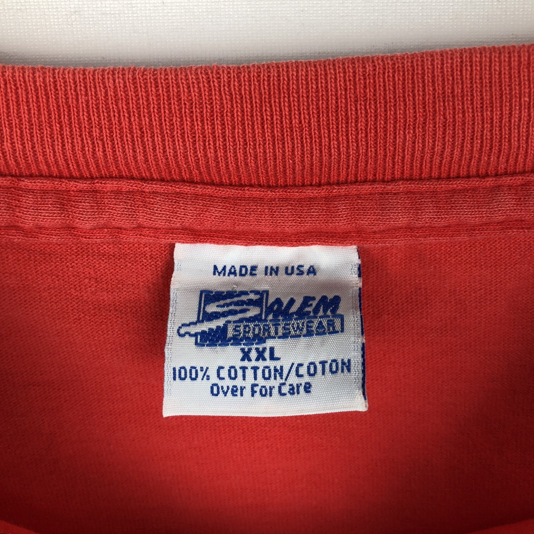 90'S SALEM SPORTSWEAR NBA Chicago Bulls sports print T-shirt, Made in USA, Men's XXL equivalent, Vintage cotton red type Vintage Second Hand
