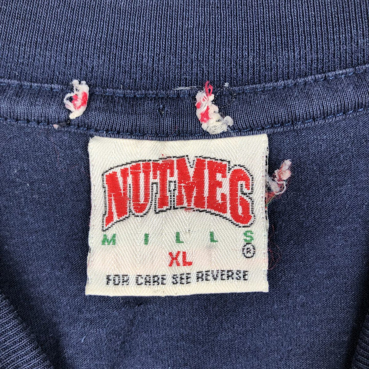 90'S NUTMEG MLB New York Yankees Looney Tunes Bugs Bunny Character Print T-Shirt cotton navy blue type Vintage Second Hand