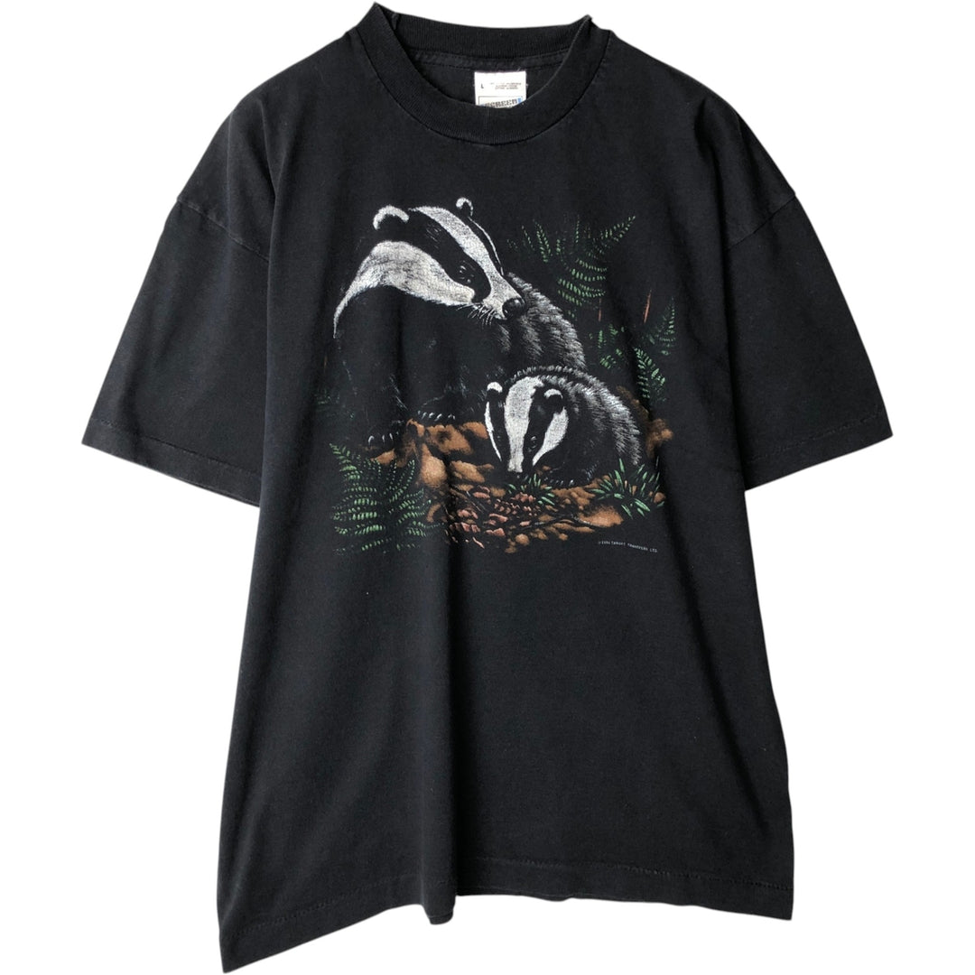 90'S Fruit of the Loom Screen Stars Animal T-shirt, Men's Size L (approx.) cotton black type Vintage Second Hand