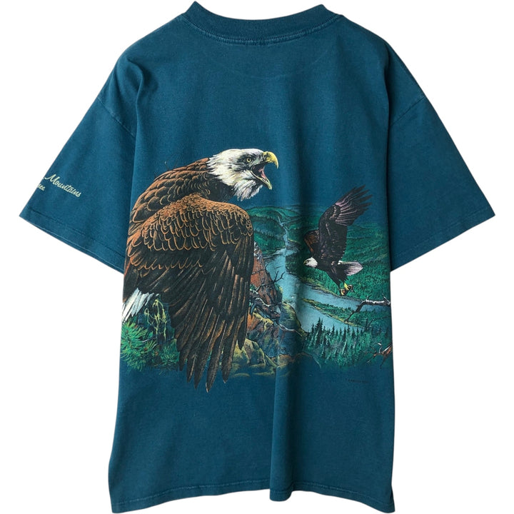 ~90'S Eagle Pattern Animal T-Shirt, Men's Size L (Equivalent), Vintage unclear navy blue type Vintage Second Hand