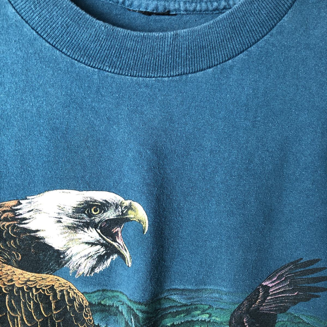 ~90'S Eagle Pattern Animal T-Shirt, Men's Size L (Equivalent), Vintage unclear navy blue type Vintage Second Hand