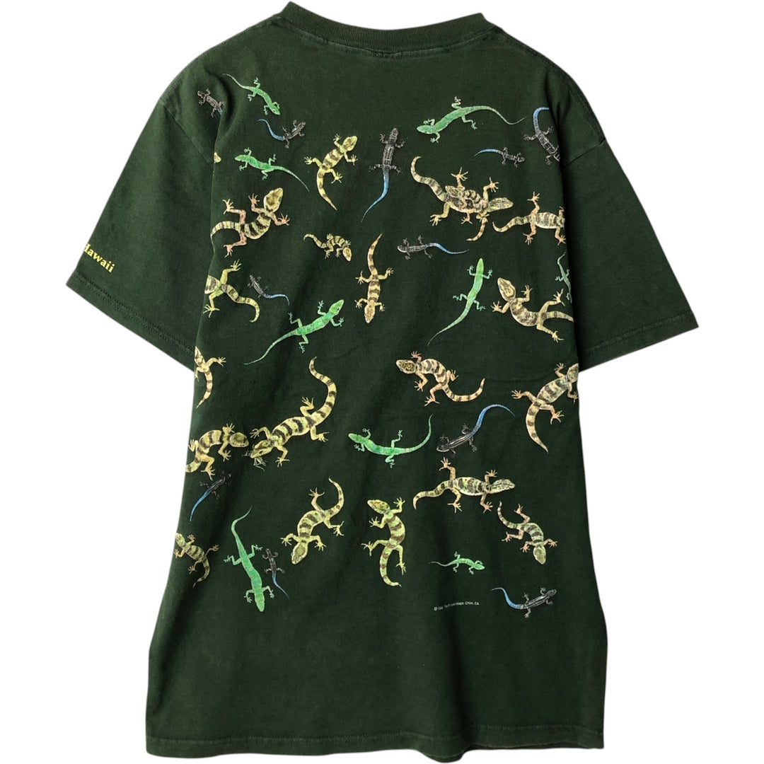 90'S Fruit of the Loom Heavy Cotton All-Over Print Animal T-Shirt, Men's Size L (Equivalent), Vintage cotton Khaki type Vintage Second Hand