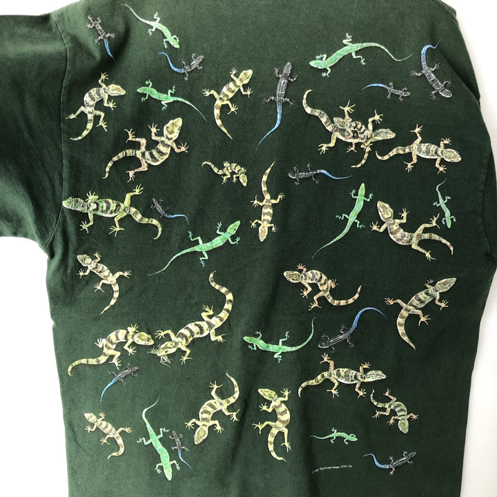 90'S Fruit of the Loom Heavy Cotton All-Over Print Animal T-Shirt, Men's Size L (Equivalent), Vintage cotton Khaki type Vintage Second Hand