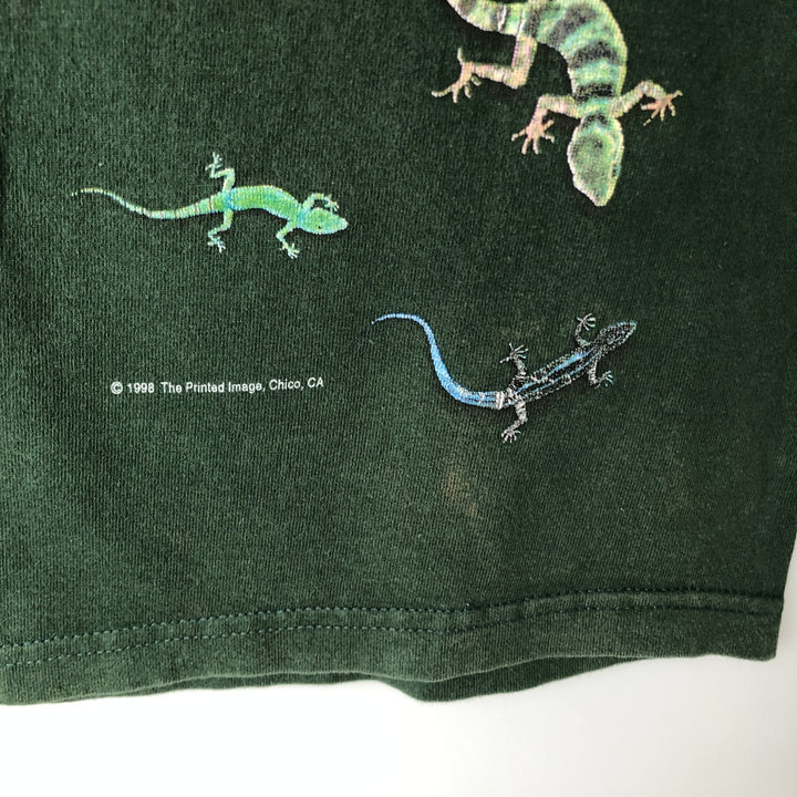90'S Fruit of the Loom Heavy Cotton All-Over Print Animal T-Shirt, Men's Size L (Equivalent), Vintage cotton Khaki type Vintage Second Hand
