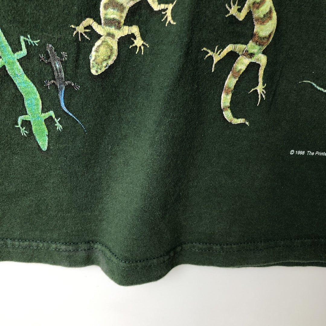90'S Fruit of the Loom Heavy Cotton All-Over Print Animal T-Shirt, Men's Size L (Equivalent), Vintage cotton Khaki type Vintage Second Hand