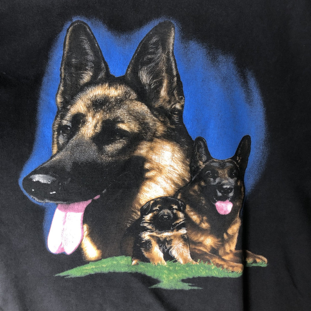 ink Dog Print Animal T-Shirt, Men's XL (approx.) cotton black type Vintage Second Hand