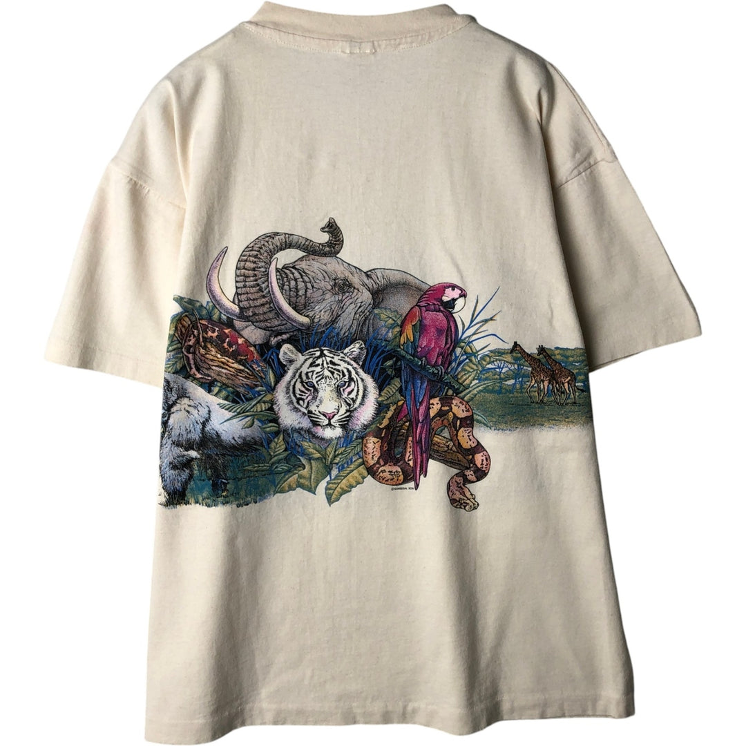 90'S Anvil Animal T-Shirt, Made in USA, Men's Size L (Equivalent), Vintage cotton unbleached Vintage Second Hand