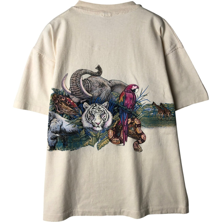 90'S Anvil Animal T-Shirt, Made in USA, Men's Size L (Equivalent), Vintage cotton unbleached Vintage Second Hand