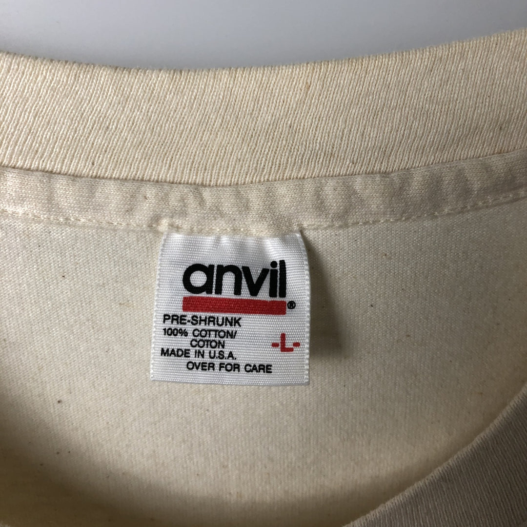 90'S Anvil Animal T-Shirt, Made in USA, Men's Size L (Equivalent), Vintage cotton unbleached Vintage Second Hand