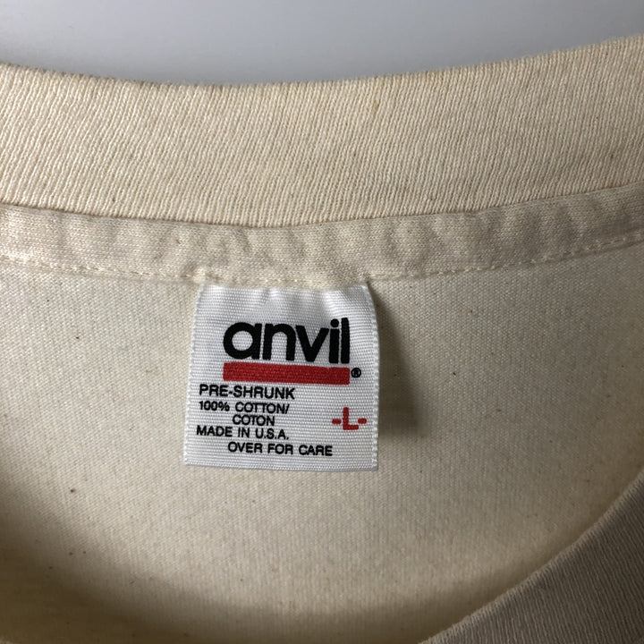 90'S Anvil Animal T-Shirt, Made in USA, Men's Size L (Equivalent), Vintage cotton unbleached Vintage Second Hand