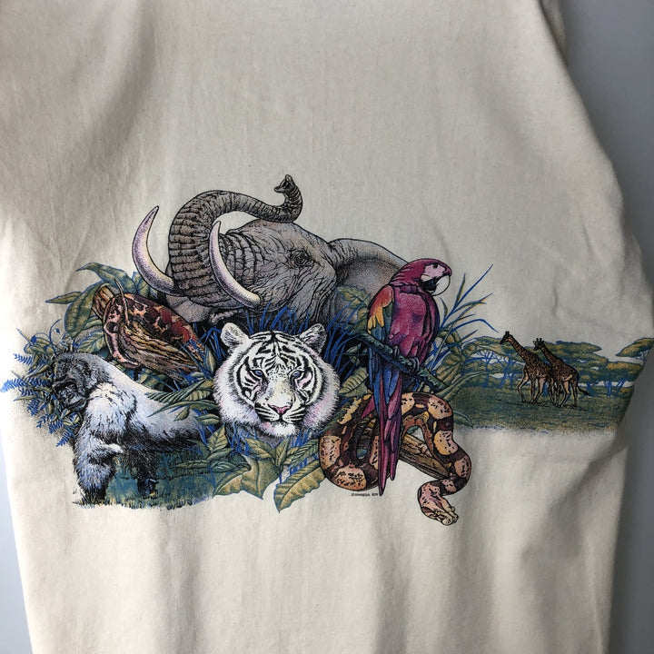 90'S Anvil Animal T-Shirt, Made in USA, Men's Size L (Equivalent), Vintage cotton unbleached Vintage Second Hand
