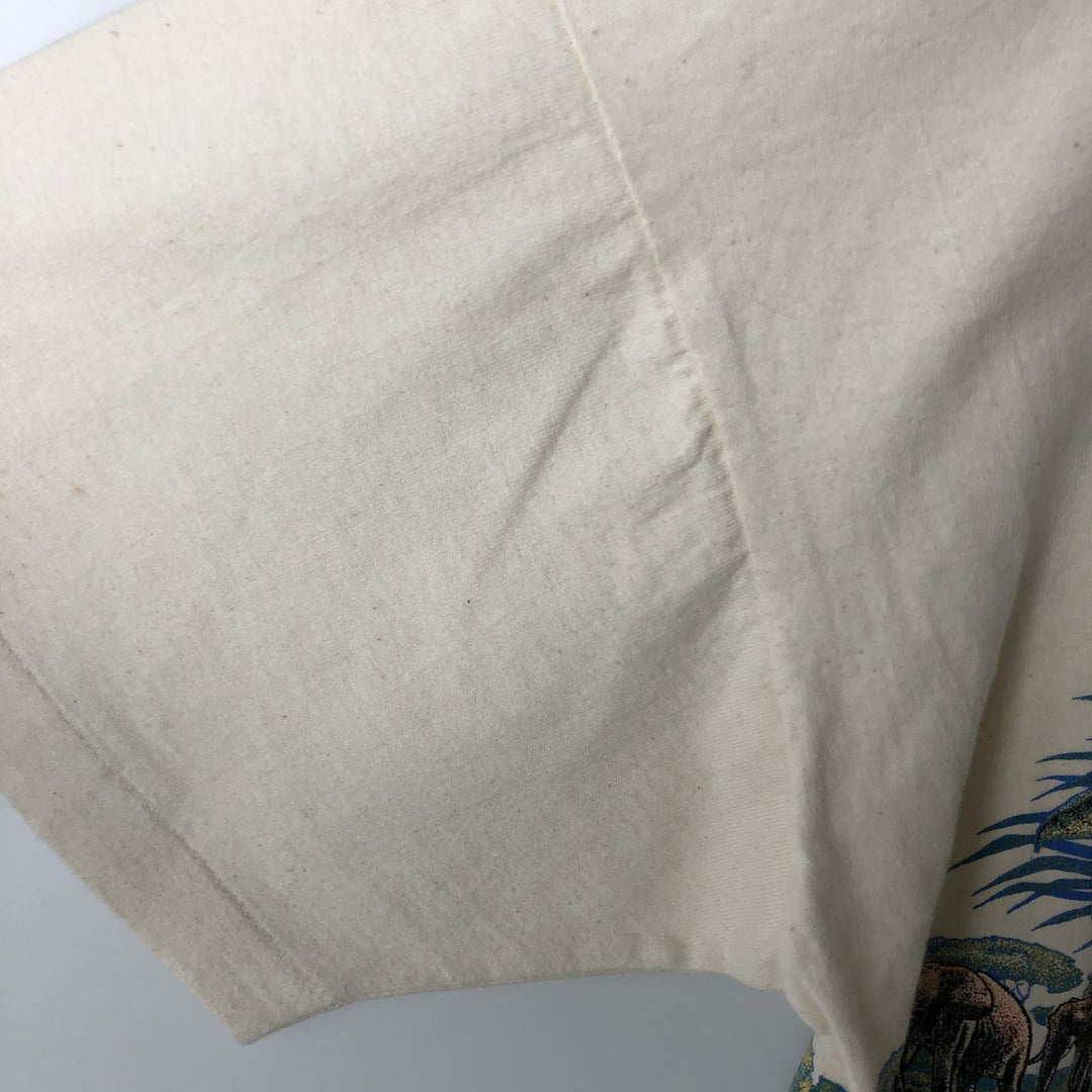 90'S Anvil Animal T-Shirt, Made in USA, Men's Size L (Equivalent), Vintage cotton unbleached Vintage Second Hand