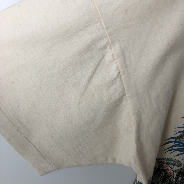 90'S Anvil Animal T-Shirt, Made in USA, Men's Size L (Equivalent), Vintage cotton unbleached Vintage Second Hand