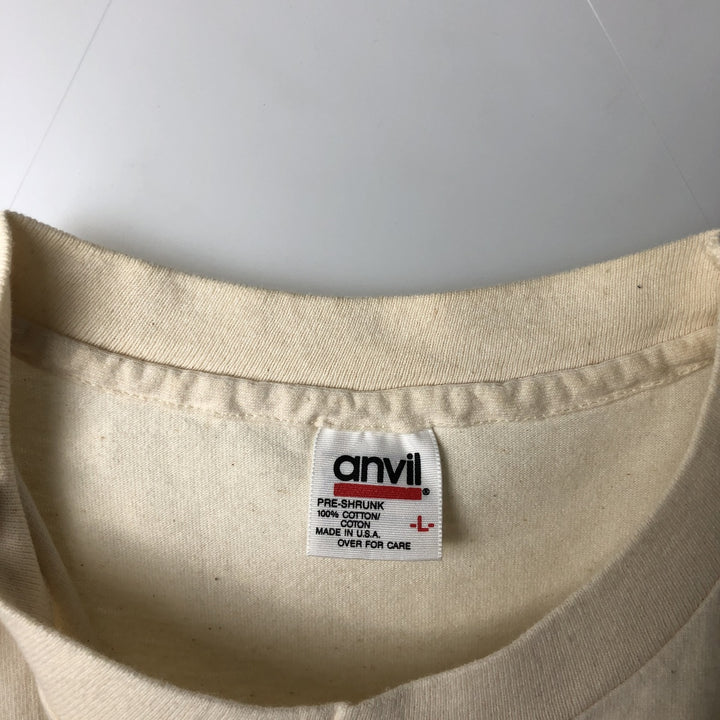 90'S Anvil Animal T-Shirt, Made in USA, Men's Size L (Equivalent), Vintage cotton unbleached Vintage Second Hand