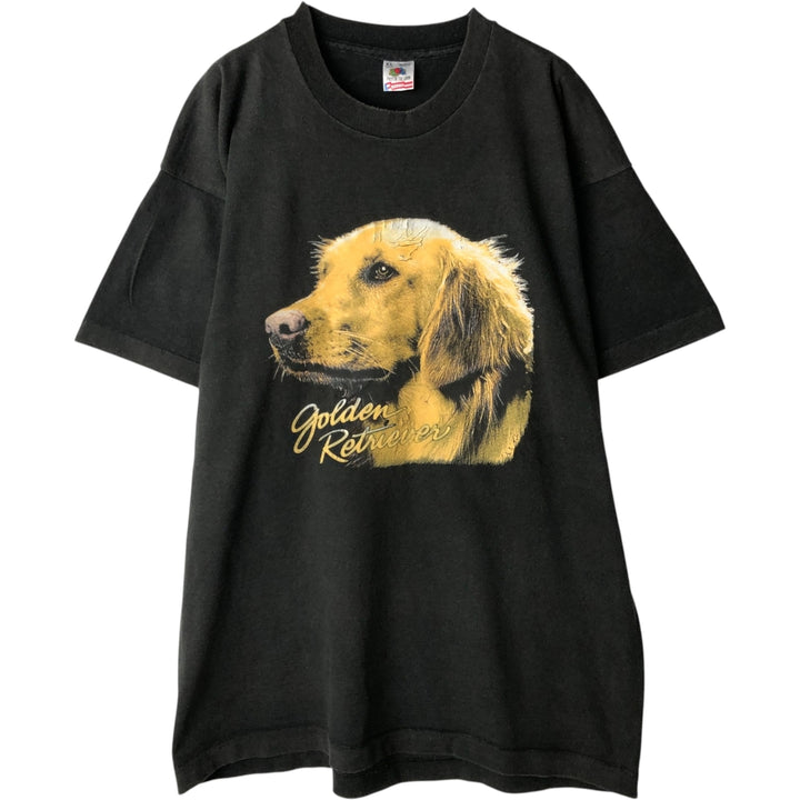 ~90'S Fruit of the Loom Dog Print Animal T-Shirt, Made in USA, Men's XL equivalent, Vintage cotton black type Vintage Second Hand