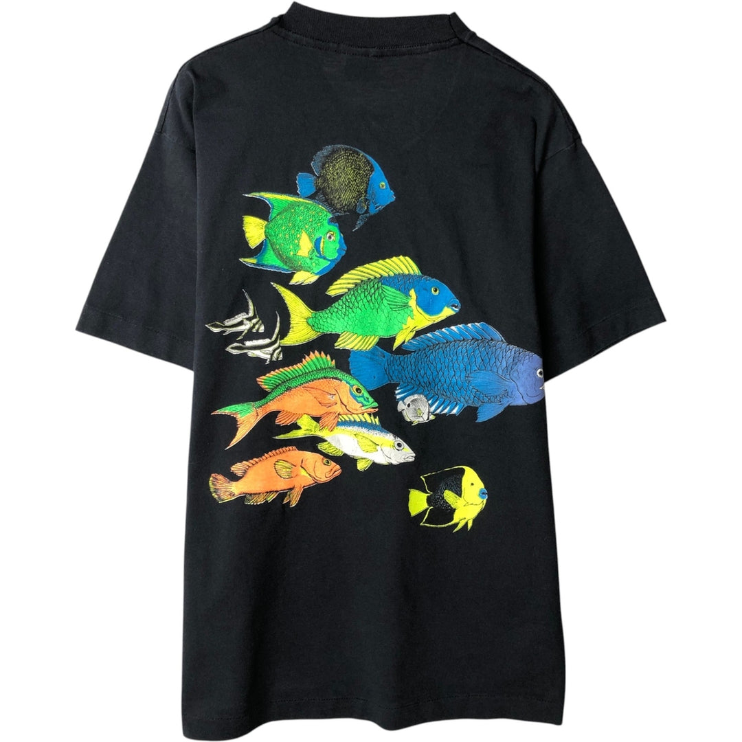 90'S Screen Stars Best Fish Print Animal T-Shirt, Made in USA, Men's Size L (approx.), Vintage cotton black type Vintage Second Hand