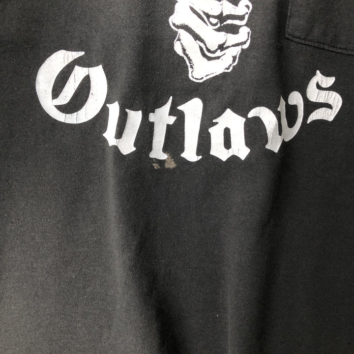 90'S Fruit of the Loom OUTLAWS MC Motorcycle T-Shirt, Made in USA, Men's Size M (approx.), Vintage cotton black type Vintage Second Hand