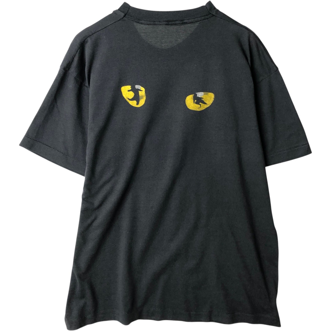 80'S CATS Cat Pattern Print T-Shirt, Men's XL (approx.), Vintage unclear black type Vintage Second Hand