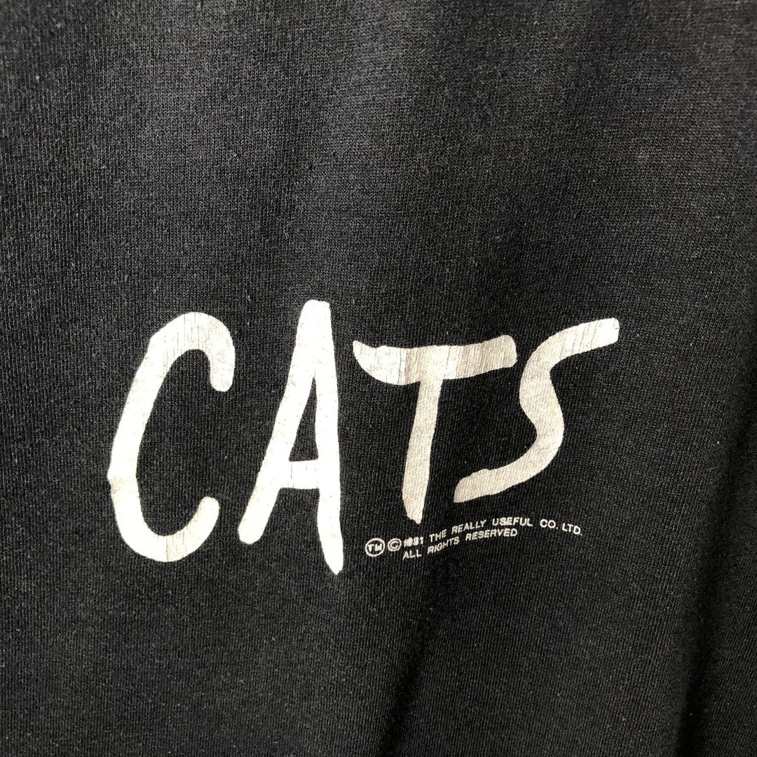 80'S CATS Cat Pattern Print T-Shirt, Men's XL (approx.), Vintage unclear black type Vintage Second Hand