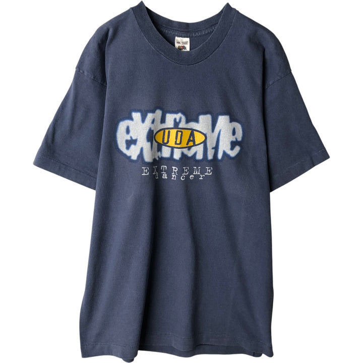 90'S Fruit of the Loom printed T-shirt, made in the USA, men's size L, vintage cotton Blue type light blue Vintage Second Hand