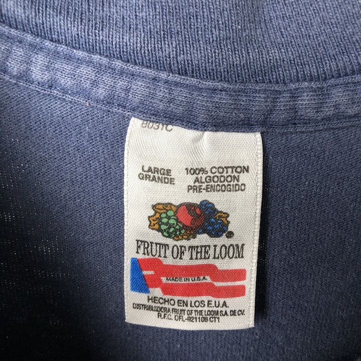 90'S Fruit of the Loom printed T-shirt, made in the USA, men's size L, vintage cotton Blue type light blue Vintage Second Hand